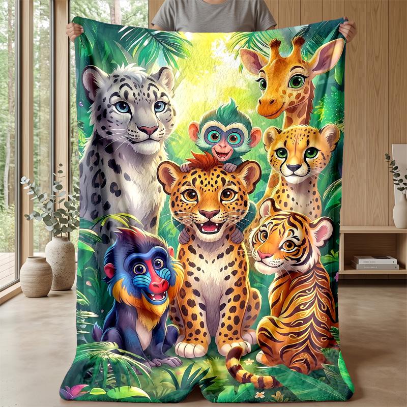 Golden Unicorn in Sunlit Forest Theme blanket Lightweight Warm Flannel Blanket Decorative Throw Blanket for Home Decoration
