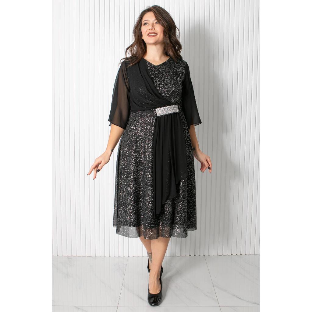 Pailletten-Abendkleid Marineblau Fhm900