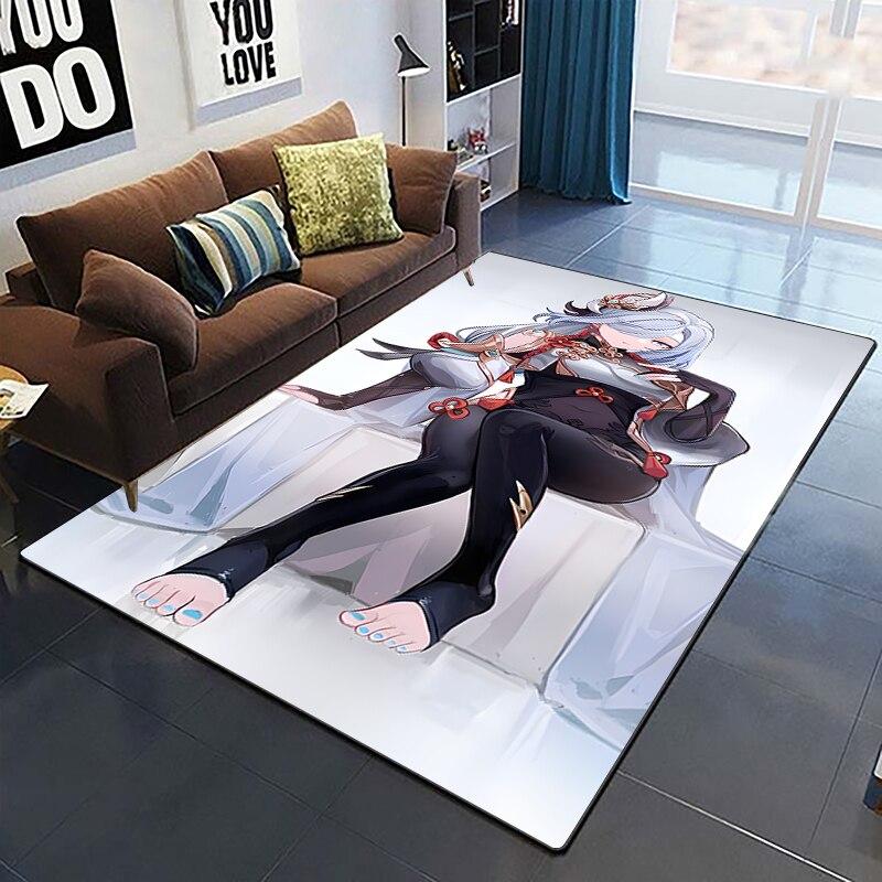Genshin Impact Teppiche, Wohnzimmer-Dekoration, Schlafzimmer, Salon, Teetisch, Bereich, Teppich, Matte, weiches Flanell, große Teppiche und Baby-Geschenkteppich