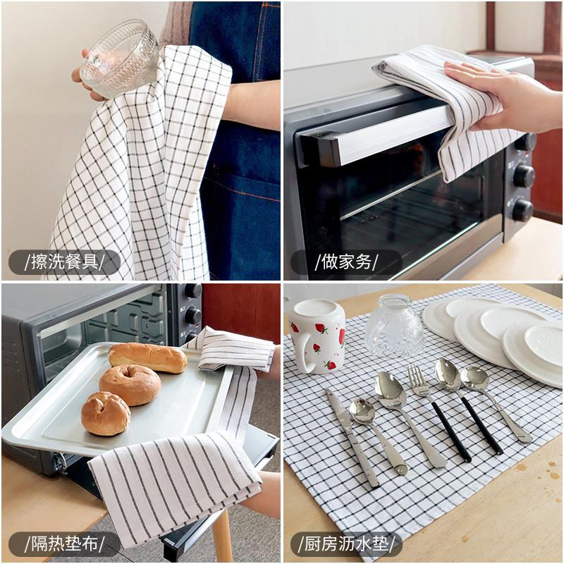 1Pc 50x70cm White Black Plaid Striped Cotton Tea Towel Kitchen Table Napkin Cleaning Cloth New Year Party Gift