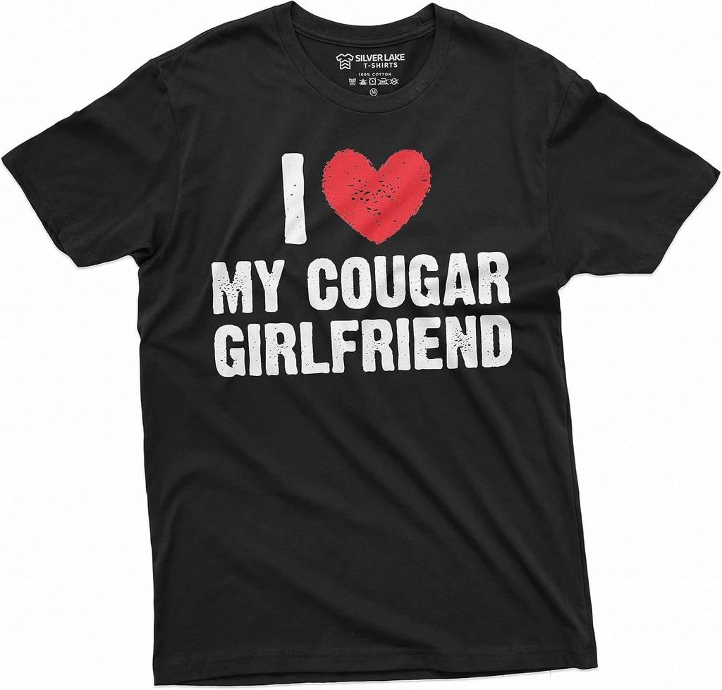 Men's I Love My Cougar Girlfriend T-Shirt Valentine's Day Boyfriend Gift tee Shirt