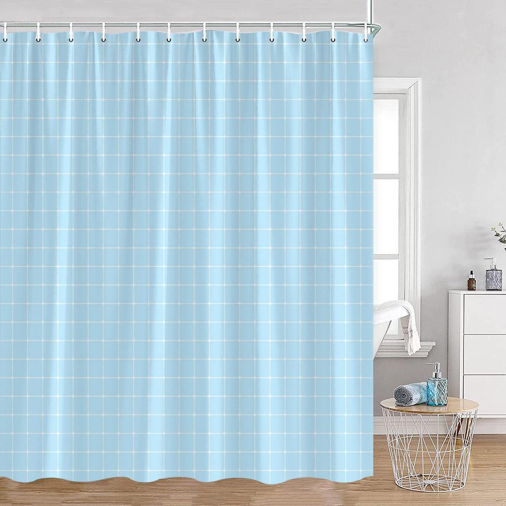 Simple Checkerboard Shower Curtains Colorful Abstract Gingham Pattern Check Checkered Modern Nordic Bathroom Curtains Decor