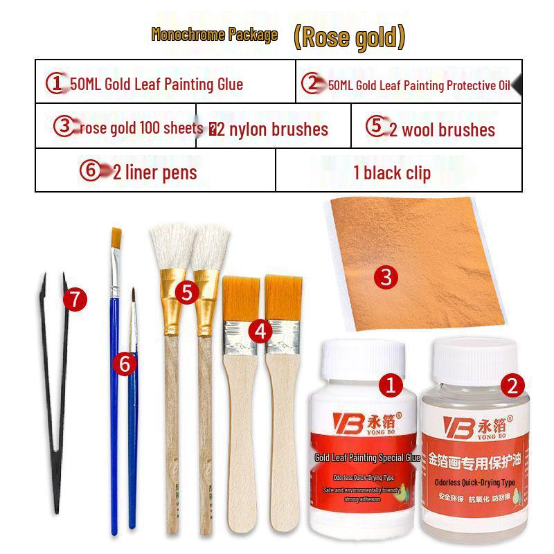 Kit Completo di Doratura con Foglia Oro e Argento per Arte Fai da Te, Artigianato e Pittura