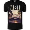 2026 NEUES Glstkrrn W211 Palmbeach T-Shirt | Reguläre Passform, Unisex, Schwarz, XS, Rundhalsausschnitt, Geometrisches Muster, Leicht dehnbarer Stoff, Lässiger Stil