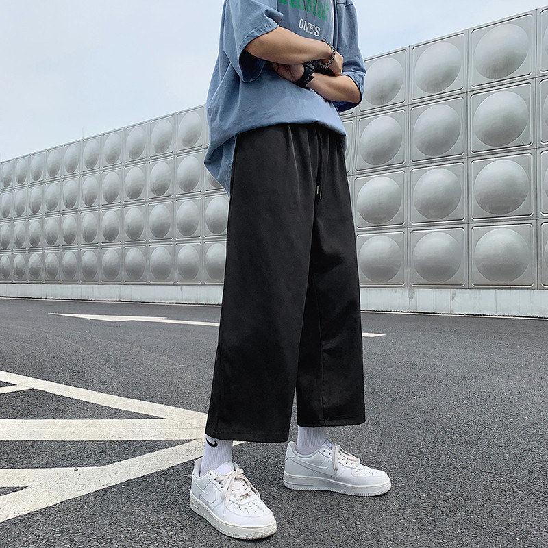 Men's Clothing 2023 New Neutral Solid Color Straight Man Loose Simplicity Fashion Young Style Casual Comfortable Wide Leg Pants