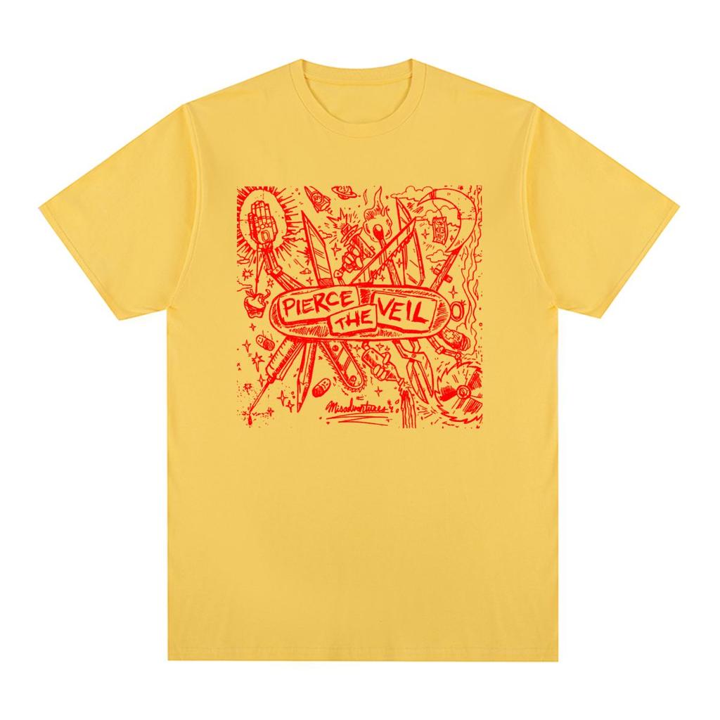 Camiseta Vintage Pierce The Veil Banda de Rock Hip Hop Streetwear Gráfica Algodón Camiseta para Hombre Nueva Camiseta Camiseta Tops para Mujer