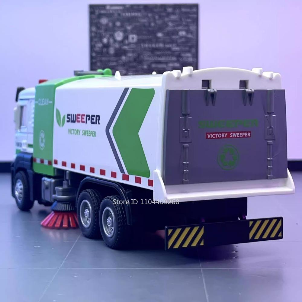 1:32 Scale City Sweeper Muck Transport Truck Model Toy Car Metal Diecast Vehicles Pull Back Sound Light Models Kids Gifts