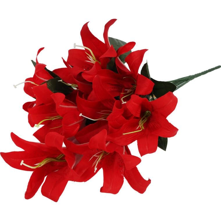 Strauß mit 10 roten künstlichen Lilien - Höhe 44 CM