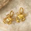 18K Gold-plated Stainless Steel Crab Pendant Earrings, Hammered Metallic European and American Style Earrings, Seaside Vacation Accessories