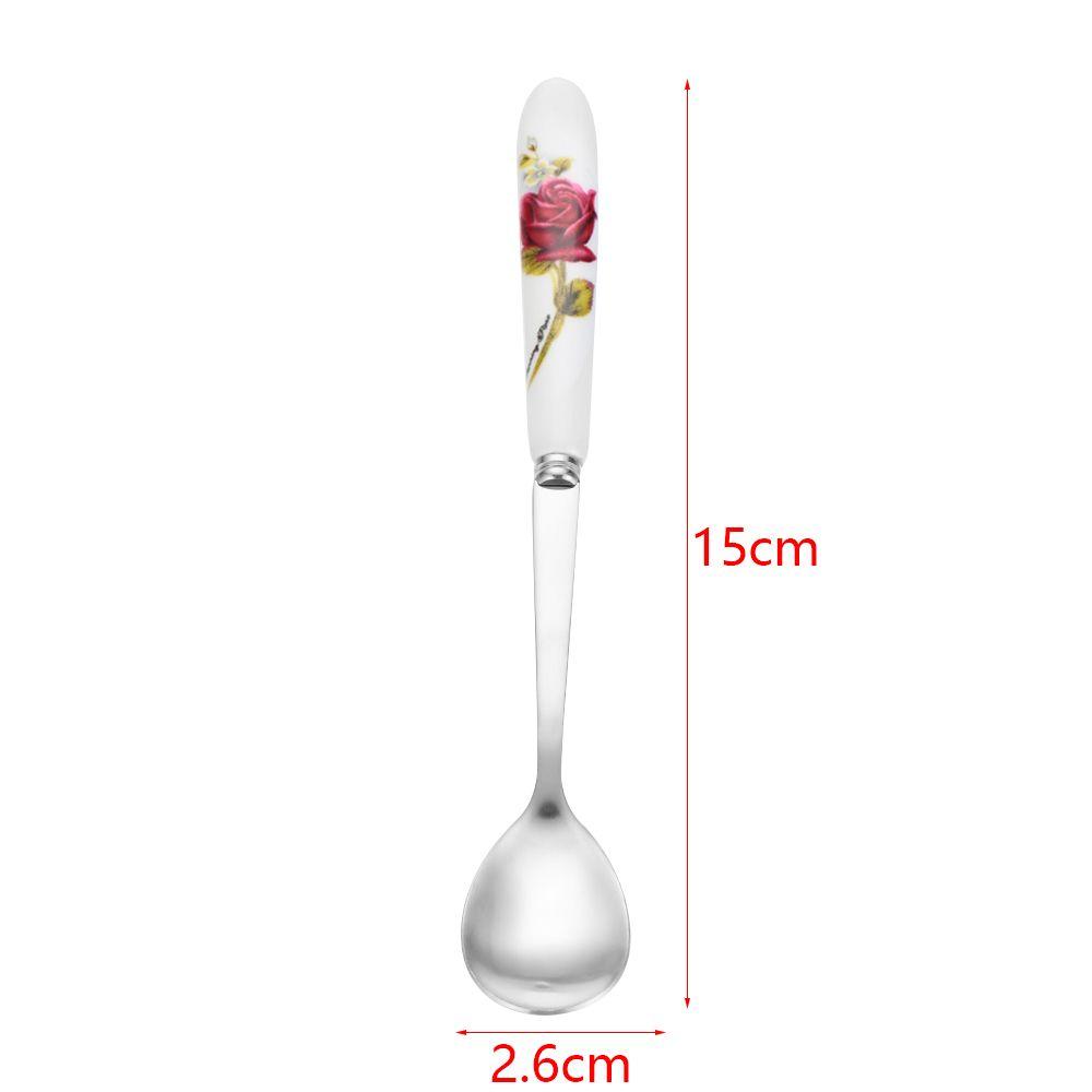 Home & Living Stainless Steel Rose Flowers Coffee Spoon TeaSpoon Kitchen & Dining Dessert Scoop