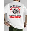 Men's Heavyweight 200gsm Cotton Dart Shirt - Black T-Shirt with Red Dartboard Graphic Back Print - All-Season Casual & Tournament Tee for Dart