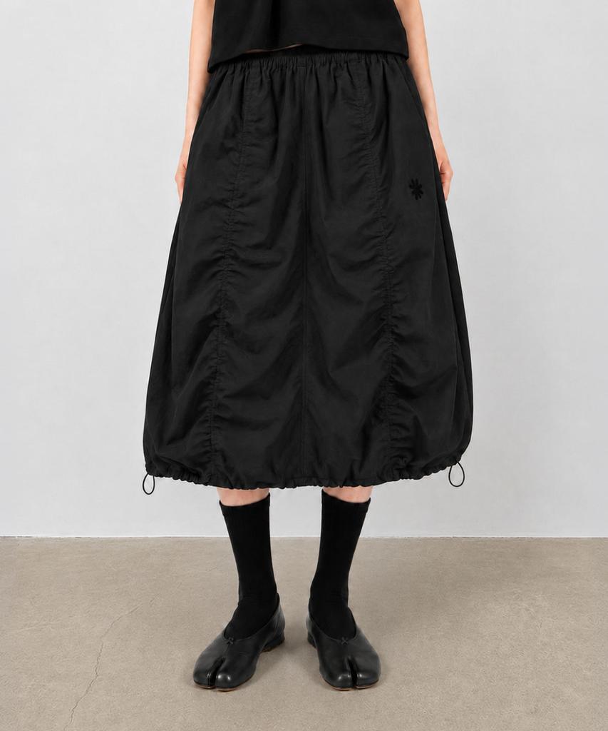 Damiswi Shirred String Balloon Midi Skirt_Black