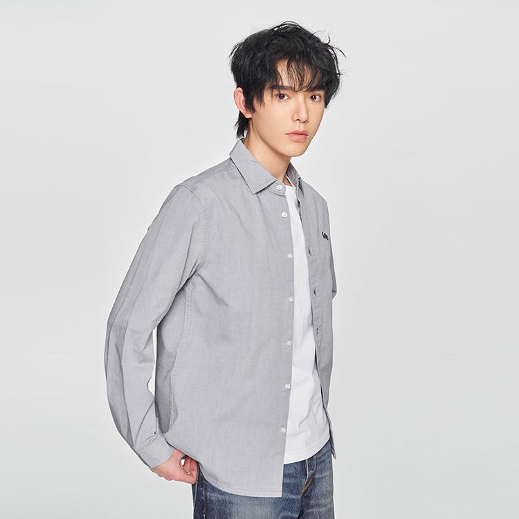 SS25 Comfortable Version Embroidered Small Logo Long Sleeve Shirt Men Shirts Gray LMT010407T1200FA08441