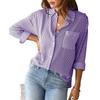 Chic Striped Print Long Sleeve Shirt - Women's Casual Clothing with Pocket and Button Front Perfect for Daily Wear