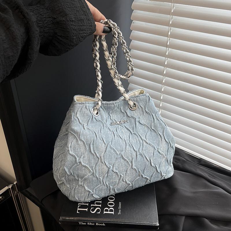 Niche Denim Bag Women's New Fashion Simple Chain Messenger Bag Commuter Shoulder Armpit Bag