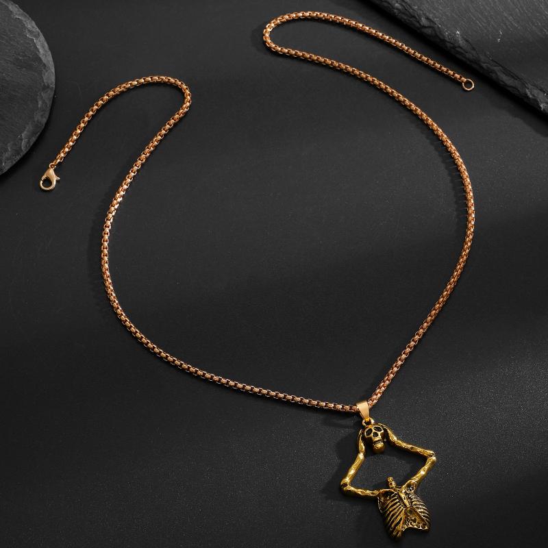Halloween Skull Necklace Gothic Dark Skeleton Pendant Collarbone Chain Men Women Necklaces Jewelry Accessory Gifts