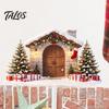 Holiday Party Supplies Snow House Wall Sticker for Christmas, Waterproof Stone Winter Decoration Decal, Removable Mural Living Room Bedroom Decals