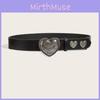 Solid Color Retro Summer Punk Leather Belt With Heart Snap Closure Look Trendy