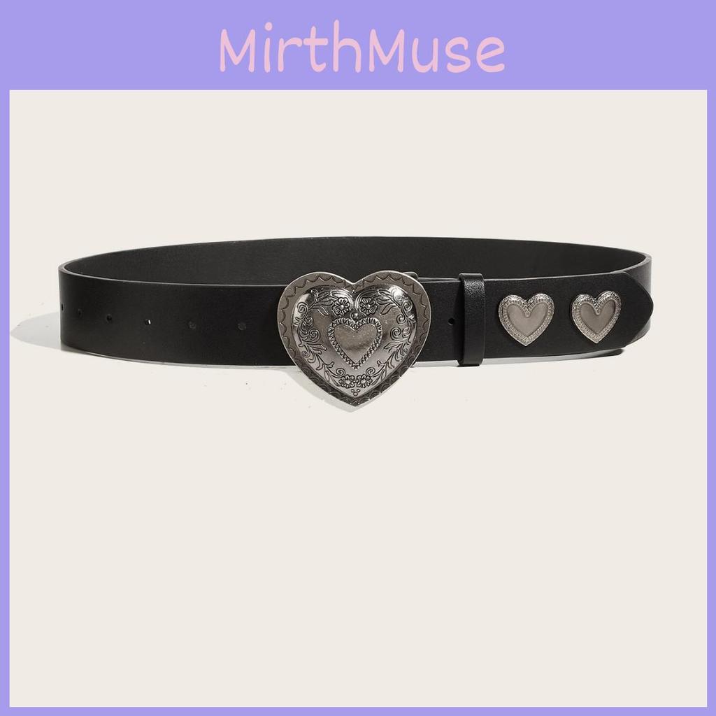 Leather Belt With Heart Buckle For Casual Youth Fashion