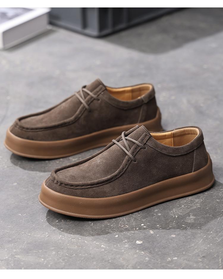Fashion Men's Suede Leather Lace-Up Low-Top Sneakers Spring Breathable Comfortable Casual Shoes Lightweight Korean Fashion for Commuting