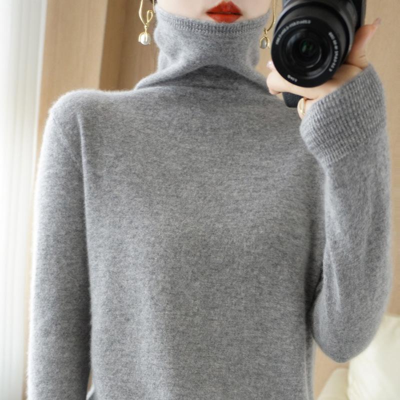 Turtleneck Pullover Fall/winter Cashmere Sweater Women Pure Color Casual Long-sleeved Loose Pullover Bottoming Women's