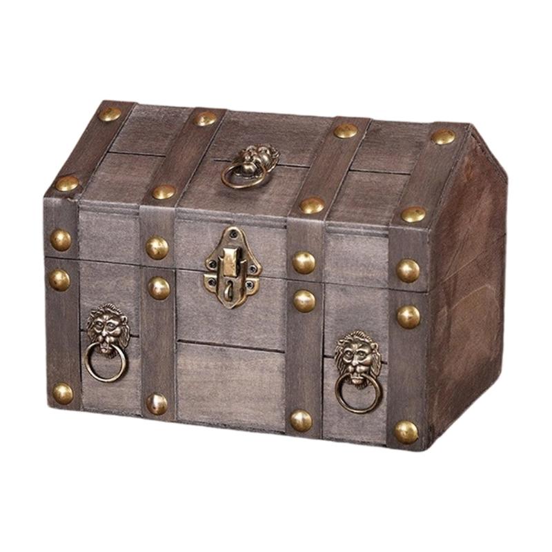Wood Jewelry Chest With Metal Lock For Jewelry Storage And Rustics Home Decoration Accent