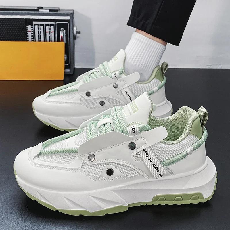 

2025 Summer Transparent Mesh Thick Soled Sports and Leisure Shoes with Soft Soles and Soft Surfaces,Trendy Student Running Shoes 44 зелений