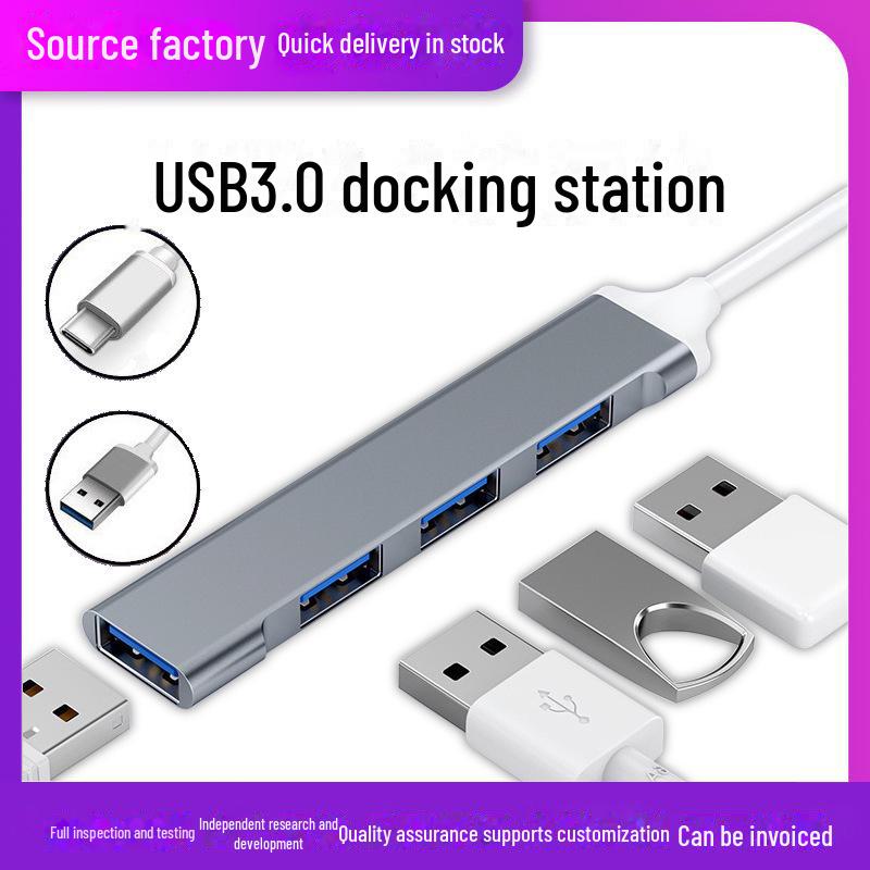 

«Док-станция USB-C»: Многопортовый преобразователь с расширением для ноутбука, адаптером OTG и поддержкой флэш-накопителей. Type-C 3.0, 4 in 1 серебряный