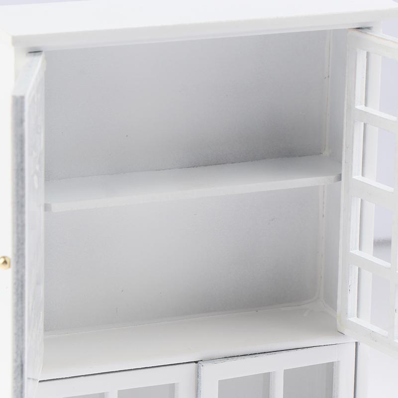 1:12 Dollhouse Miniature White Wood Cupboard Shelf Furniture Model