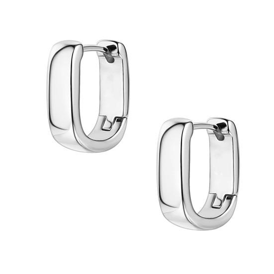 1 Pair Women Earrings Hypoallergenic U-Shaped Hoop Earrings Smooth Polished
