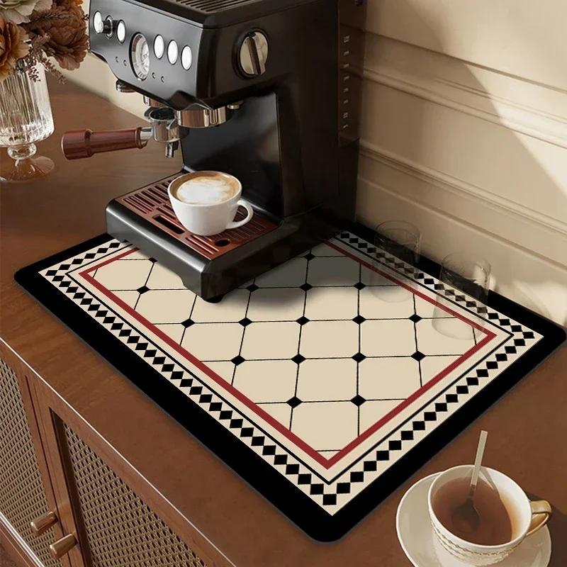 Anti-Slip Dish Drying Mat Super Absorbent Dish Drainer Rack Mats for Kitchen Counter Coffee Bar Mat Accessories for Countertop