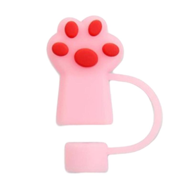 6pcs Durable Cat Claw Straw Seal Decoration Household Dust-Proof Straws Plugs Set Durable Drinkware Accessory for Cup
