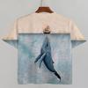 Whale Digital Print Pattern Men's Round Neck Short Sleeved T-shirt for Summer Comfort and Quick Drying Outdoor Wear