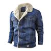 Winter Fleece and Thick Casual Men's Loose Lapel Plus-size Denim Jacket Men's Coat