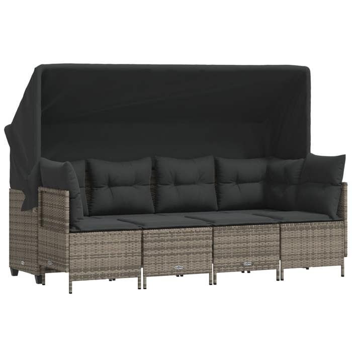 VidaXL Salon de jardin 5 pcs avec coussins gris résine tressée, ensemble de canapés d'extérieur, salon de jardin, ensemble 3261529