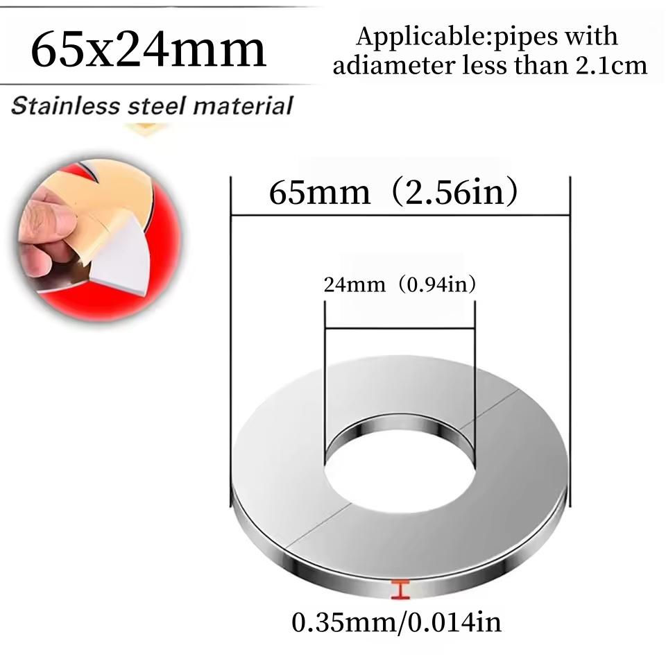 5pcs Self-Adhesive Stainless Steel Faucet Decorative Cover Shower Chrome Finish Water Pipe Wall Covers Bathroom Accessories