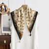 New Retro Old Money Handmade Pendant Square Scarf Women's Versatile Niche Light Luxury Fringed Scarf Neck Beard Silk Scarf