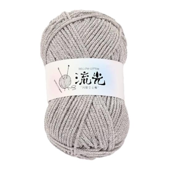 1.5MM Glitter Hollow Cotton Yarn Soft Thick Crocheting Knitting Yarn Handmade Crafts Pure Color Crochet Thread Skeins Beginners Knitting Lovers Gift