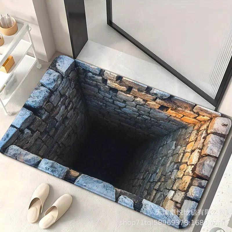 

3D Визуальная Ловушка Напольный Коврик Грязеотталкивающий и Износостойкий Придверный Коврик Ванная Комната Впитывающий и Противоскользящий Коврик 60 * 90Cm