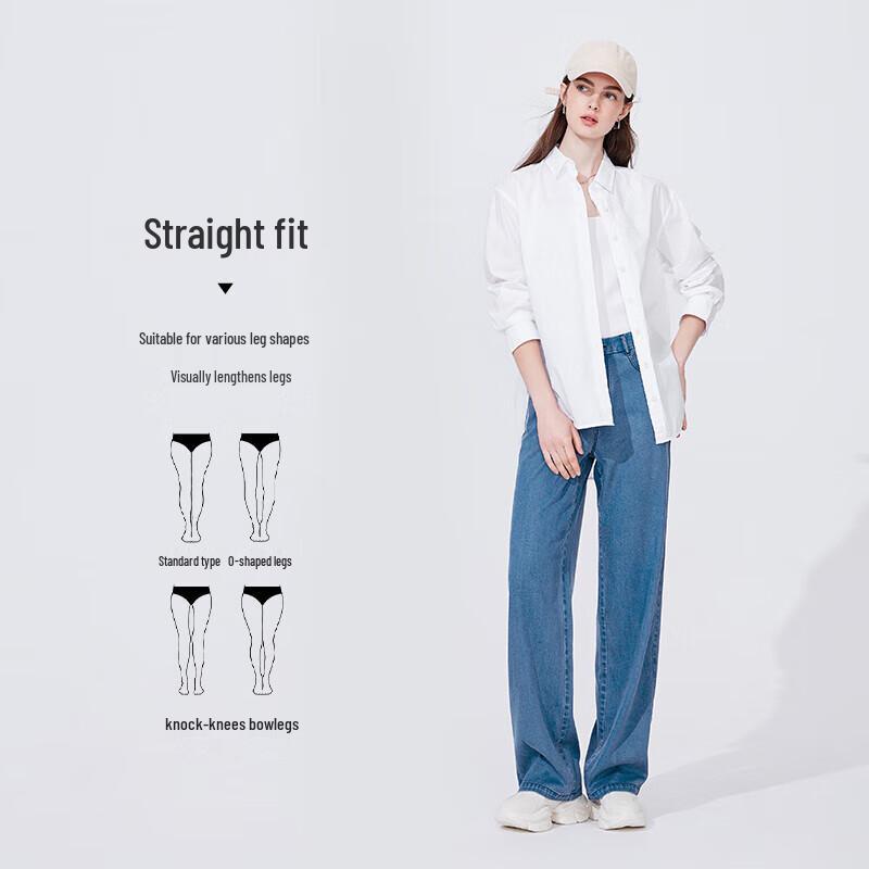 Navigare Italy Women's Elastic Waist Straight-Leg Denim Jeans