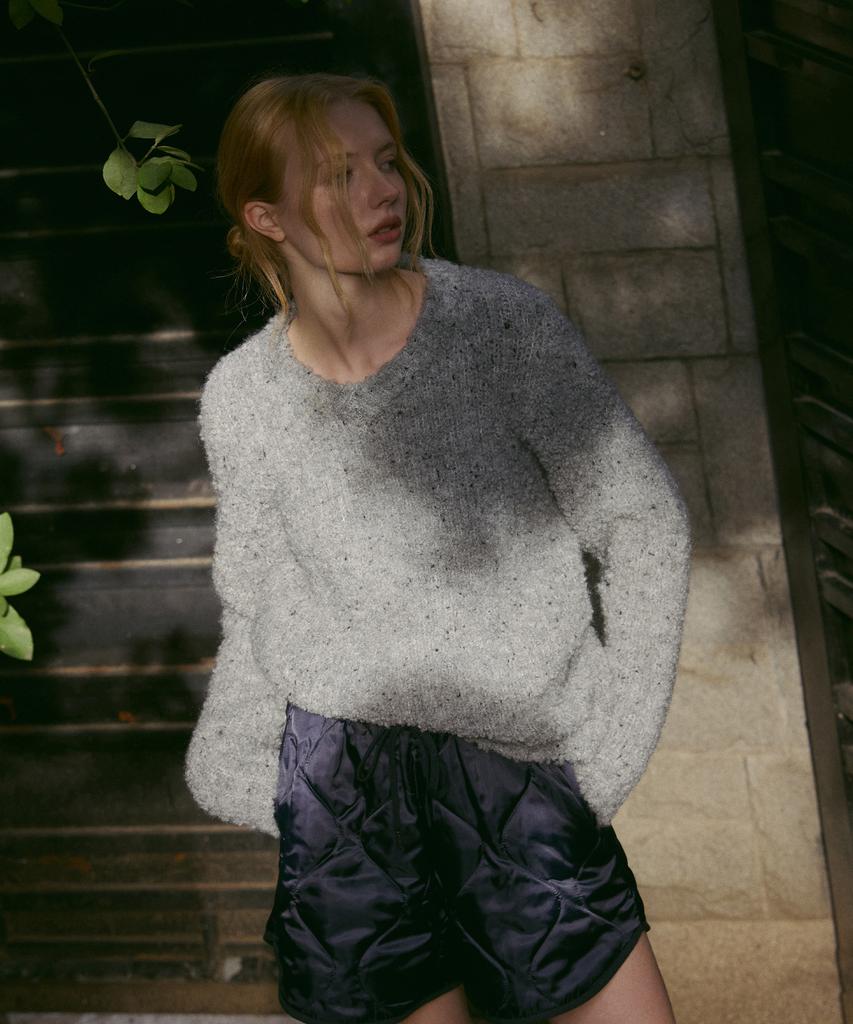 ODER Nep Wool V-Neck Pullover - Grey