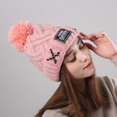 New Women's Pullover Cap Winter Curling Plus Fleece Women's Knitted Warm Outdoor Hat