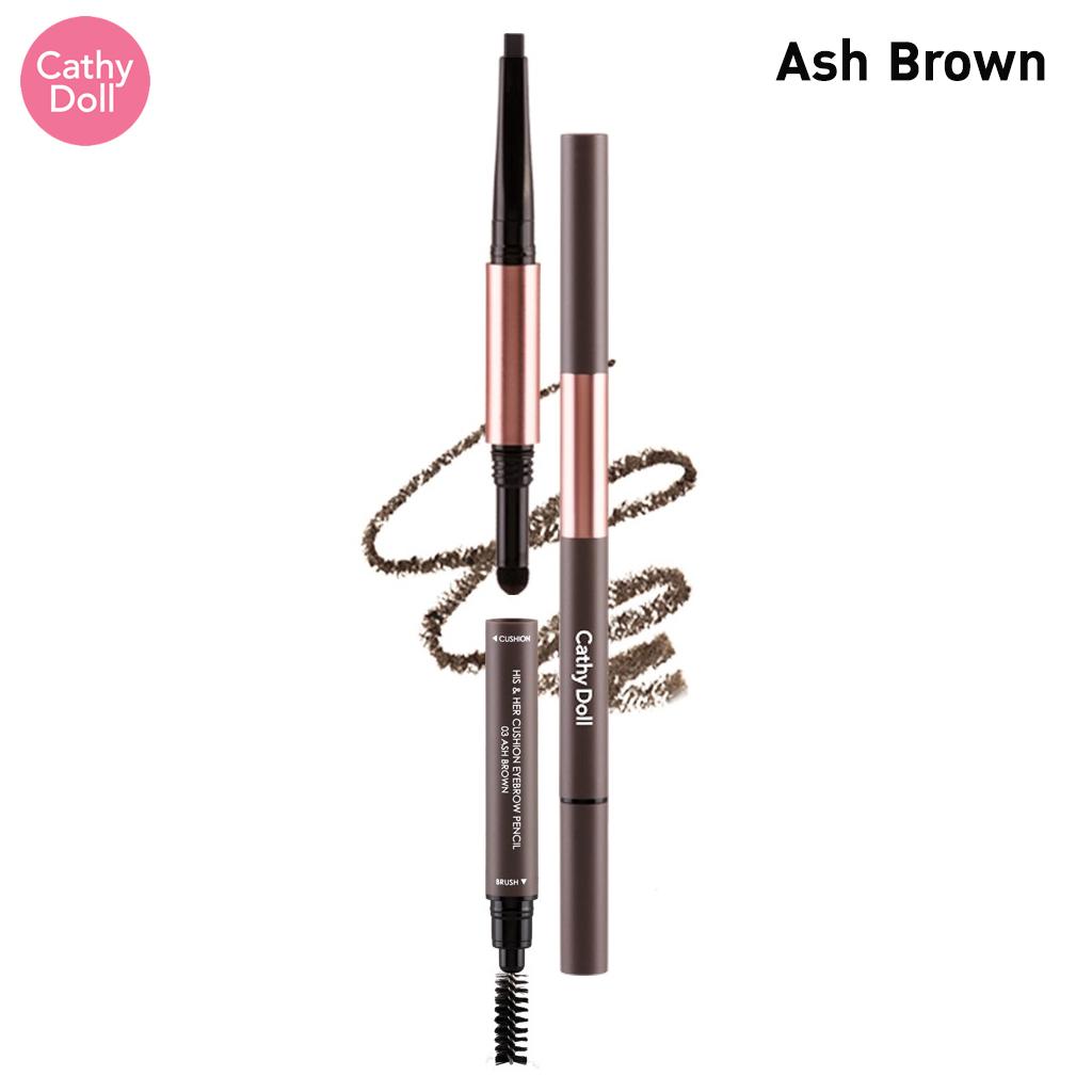 

Карандаш для бровей Cathy Doll His & Her Cushion 0,16 г+0,4 г № 01-04 - Тайская косметика 03 Ash Brown
