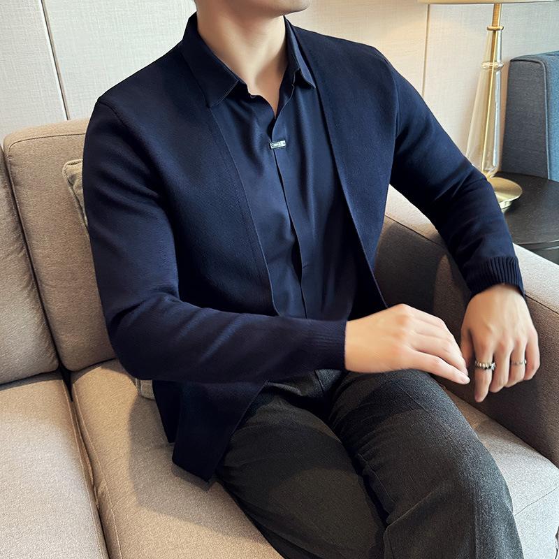 

Мужская тонкая трикотажная рубашка весна-осень, эластичные, не оставляющие следов, тонкие топы с V-образным вырезом XS