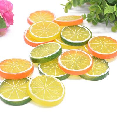 Simulazione di frutta artificiale in 3 colori, fette di limone, modello di frutta finta, cucina per feste, decorazione di nozze, confezione da 10