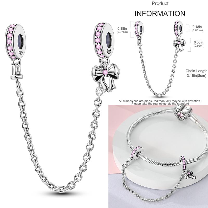 Originalcopper Safety Chain Fixed Clasp Clip Charms Stars Moon Four Leaf Clover Butterfly Beads Woman Bracelet Diy Jewelry