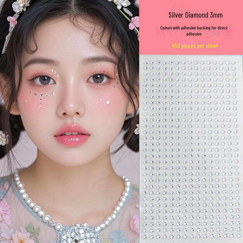 Blue Star Diamond Face Stickers: Adhesive Rhinestone Designs for Tear Eye Makeup, Perfect for Music Festivals.