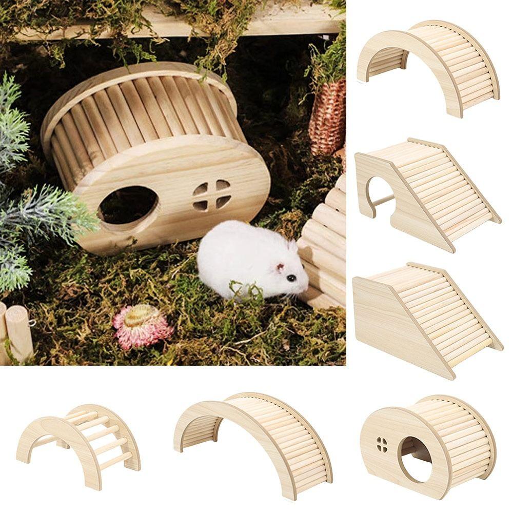 with Hiding Hole Hamster House Smooth Hamster Wooden Bridge  for Guinea Pigs Rats Small Animals