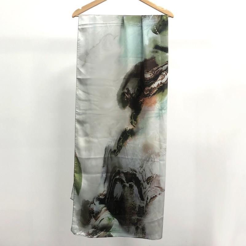 Silk Printed Scarf Wrap Shawl Ethnic Style Marble Lightweight Versatile Accessory Women