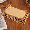 European Style Plated Openwork Square Shape Fruit Plate,Golden Alloy Disc Home Cheese Food Tray,Snack Disc Table Decoration